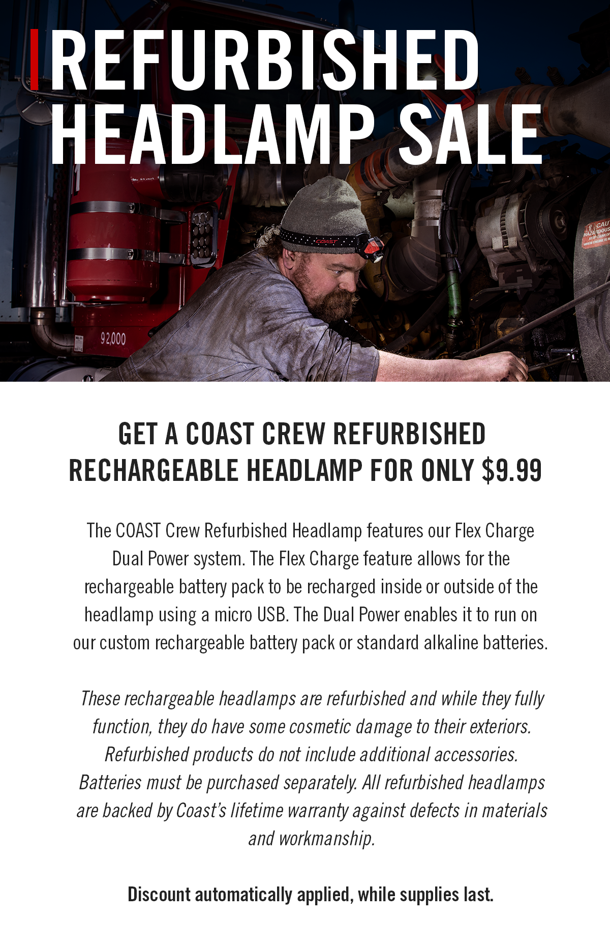Flash Sale - Refurbished Rechargeable Headlamps for $9.99