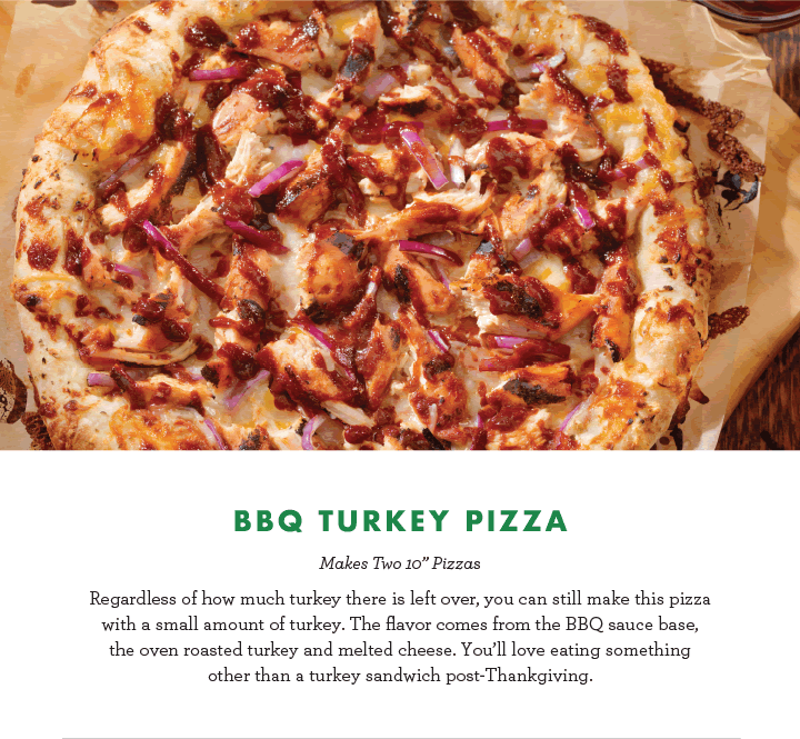 BBQ Turkey Pizza - Regardless of how much turkey there is left over, you can still make this pizza with a small amount of turkey. The flavor comes from the BBQ sauce base, the oven roasted turkey and melted cheese. You''ll love eating something.