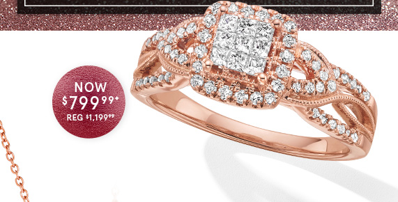 10K Rose Gold Diamond Engagement Ring, Now Only $799.99