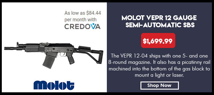 Molot Vepr SBS 12 shotgun, 12-gauge,12-in Barrel left-side folding tubular stock, 5rd, 8r mag