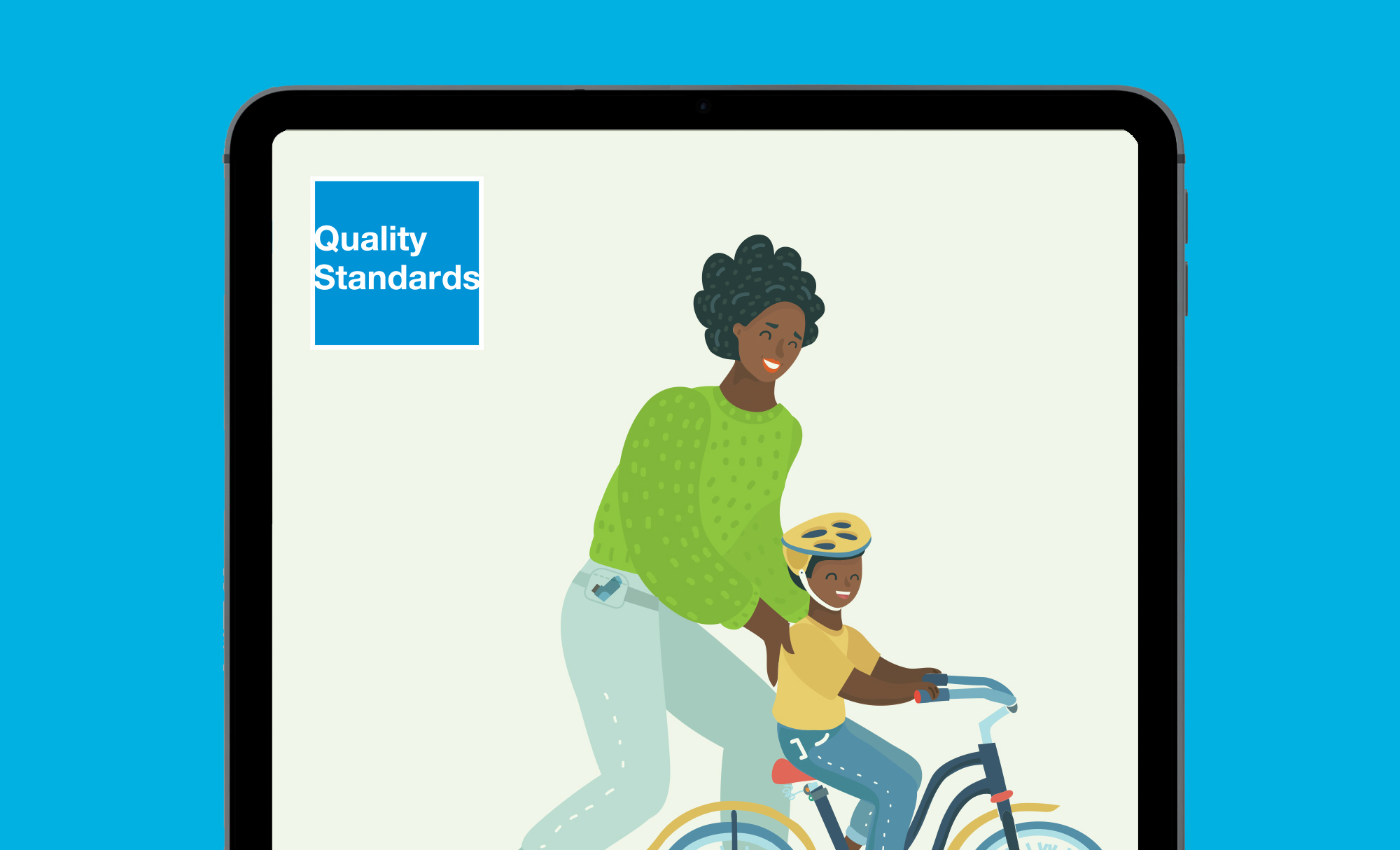 Illustration of a tablet with the Quality Standards report