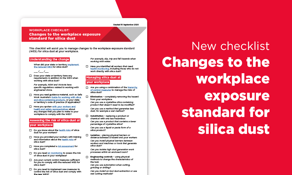 New checklist: changes to the workplace exposure standard for silica dust