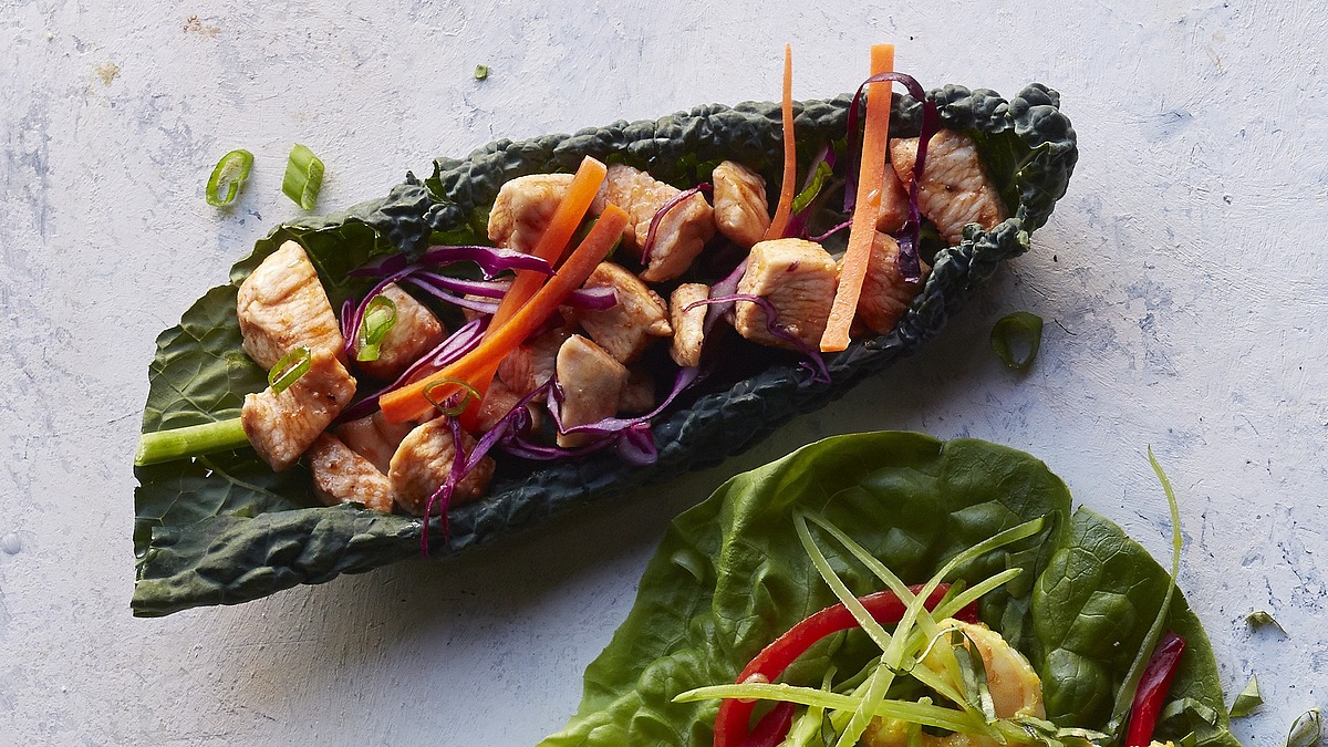 Barbecue chicken kale wraps