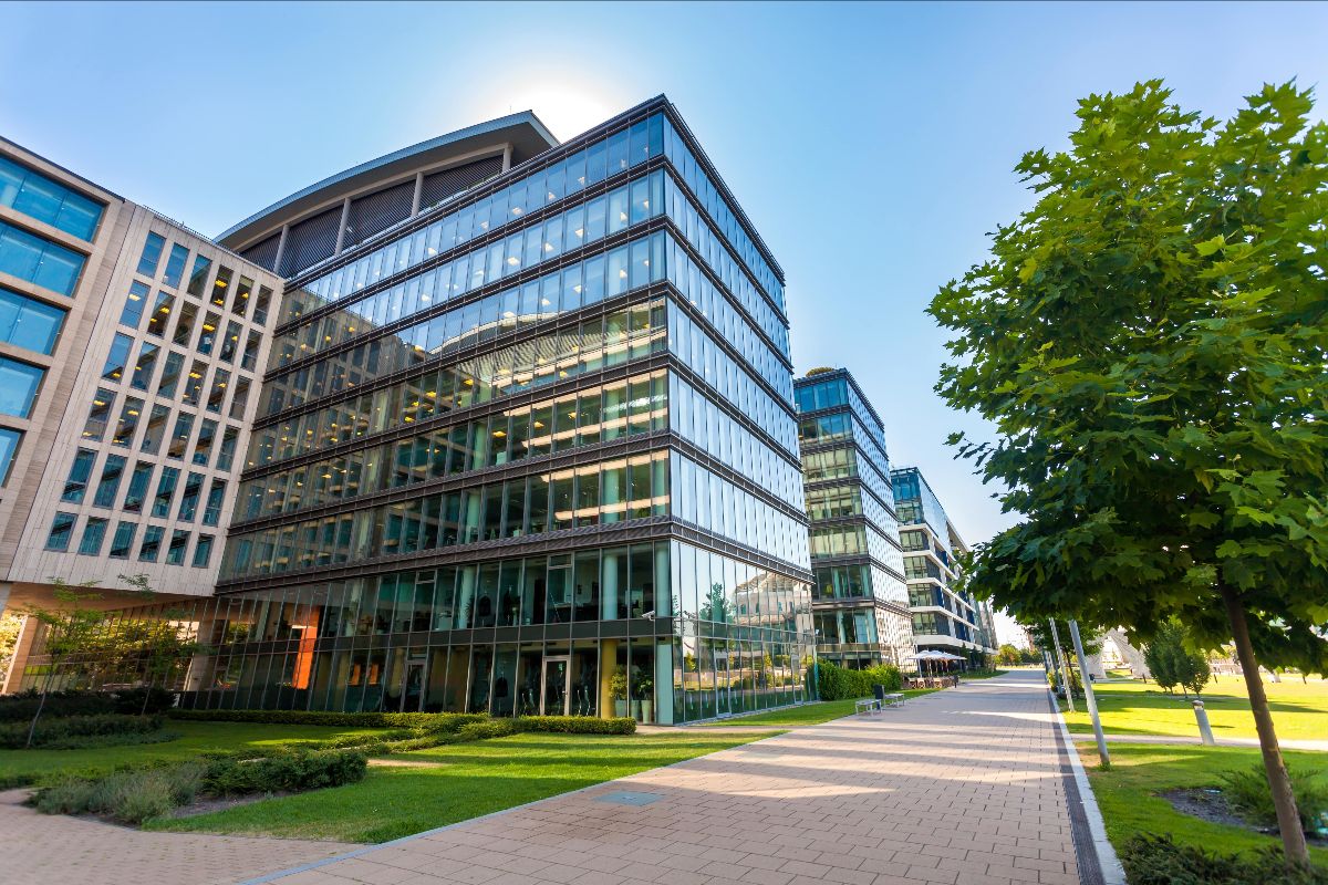 Office Building With Glass Windows