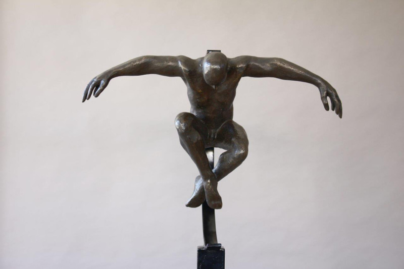 ''Icarus'' bronze/steel 52 x 70 x 30 cm