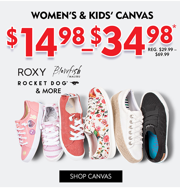 Women''s and Kids'' Canvas $14.98 - $34.98. Shop Canvas