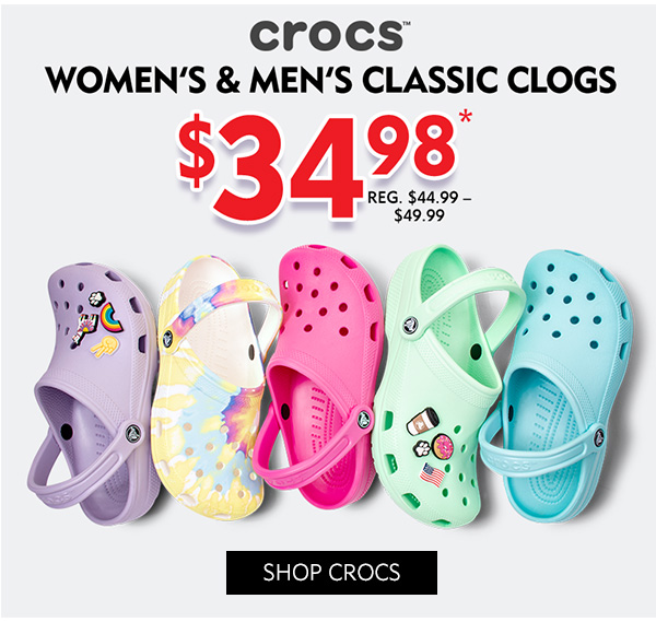 Men''s and Women''s Crocs Classic Clogs $34.98. Shop Crocs
