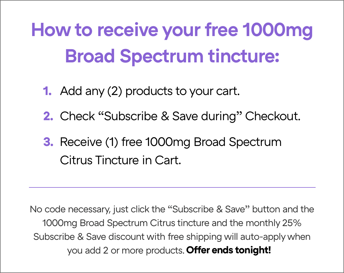How to Receive Your Free 1000mG Broad Spectrum Tincture
