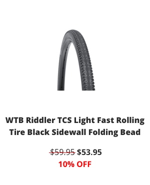 WTB Riddler TCS Light Fast Rolling Tire Black Sidewall Folding Bead