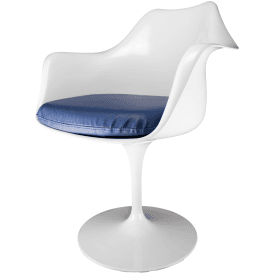 White and Navy PU Tulip Style Armchair