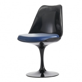 Black and Navy PU Tulip Style Side Chair