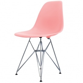 Style Eiffel Pastel Pink Plastic Retro Side Chair