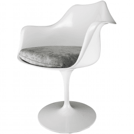 White and Luxurious Grey Tulip Style Armchair