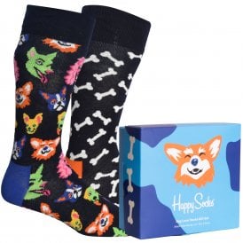 2-Pack Dog Lover Socks Gift Set, Black/Navy