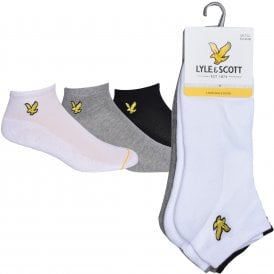 3-Pack Golden Eagle Logo Sports Trainer Socks, Black/White/Grey