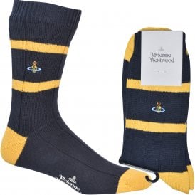 Pantherella Leisure Weight Sport Socks, Navy/yellow