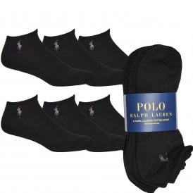 6-Pack Sports Trainer Socks with Pony Player, Black