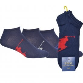 3-Pack Big Polo Player Trainer Socks, Navy/multi