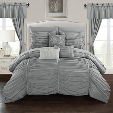 Gruyeres 20 Piece Comforter Set Ruffled Ruched Designer Bedding