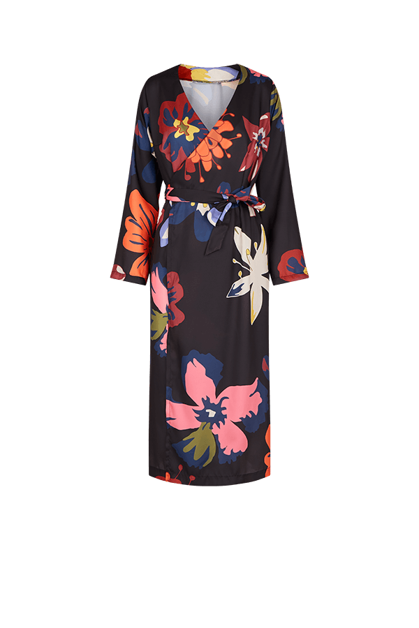 Floral Print Midi Wrap Dress