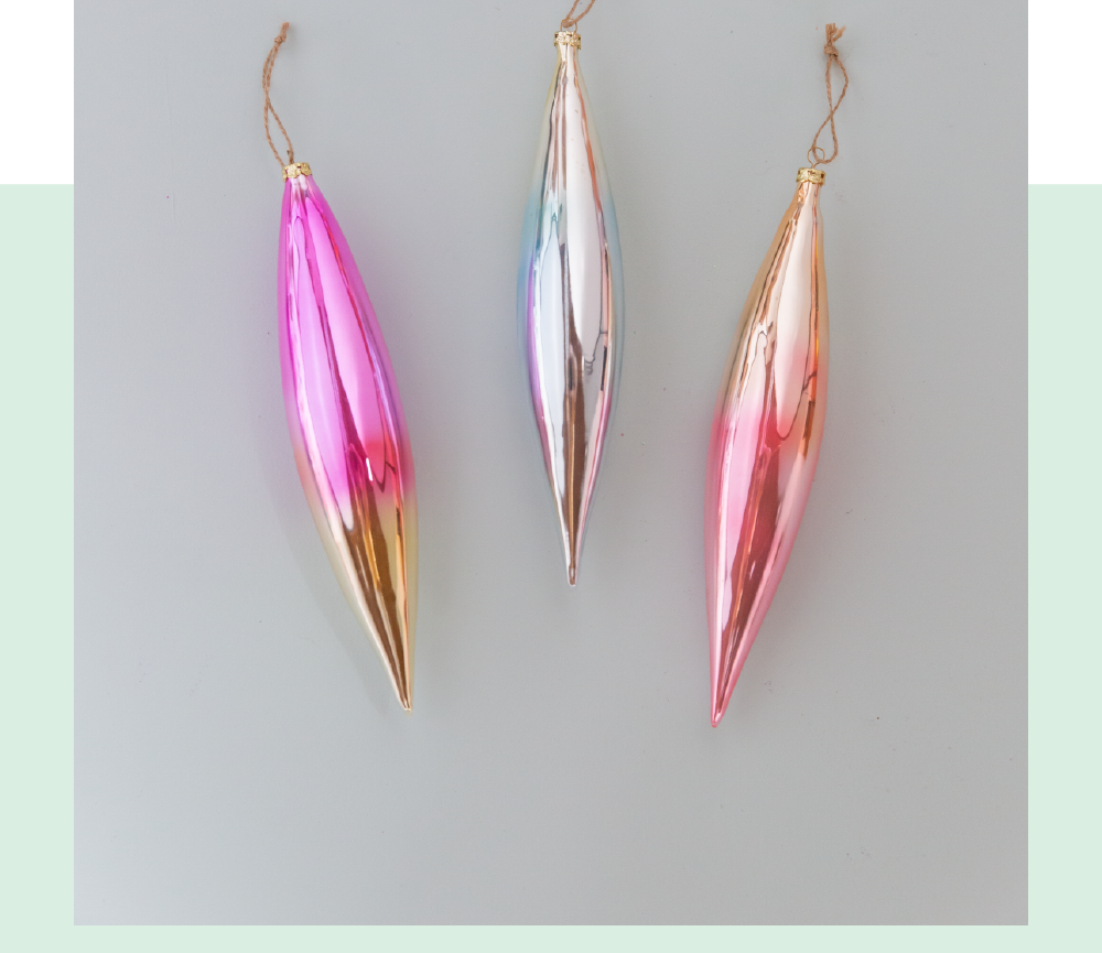 Spindle Ombre Ornaments Set of 3