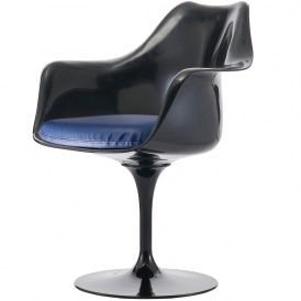 Black and Navy PU Tulip Style Armchair