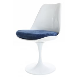 White and Luxurious Blue Tulip Style Side Chair