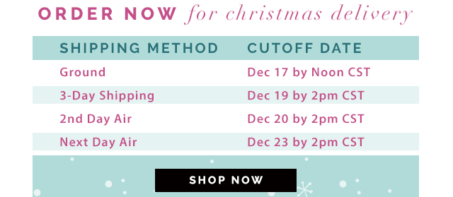 Order
Now for Christmas delivery. Cutoff for ground shipping is December 17th by Noon CST. Shop Now