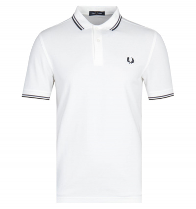 Fred Perry M3600 White, Graphite & Black Twin Tipped Slim Fit Polo Shirt