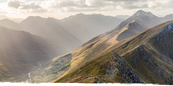 A view across the high mountain peaks of Kintail