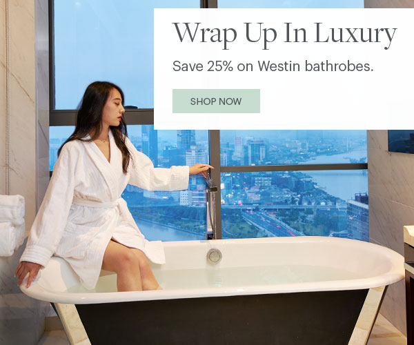 Wrap Up In Luxury - Save 25% on Westin bathrobes. Shop Now - Lifestyle Woman Sitting On Bathtub