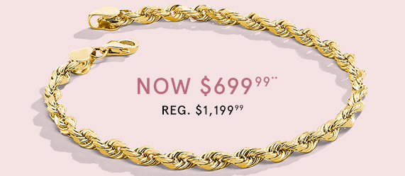 10K Yellow Gold Rope Chain Bracelet, Now $699.99