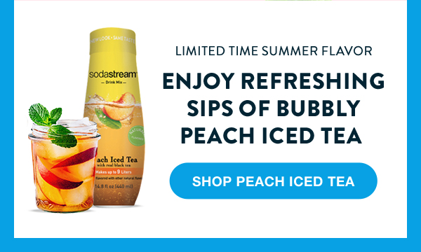 Enjoy refreshing sips of bubbly peach iced tea.