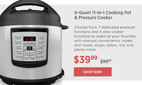 Pressure Cooker now $39.99