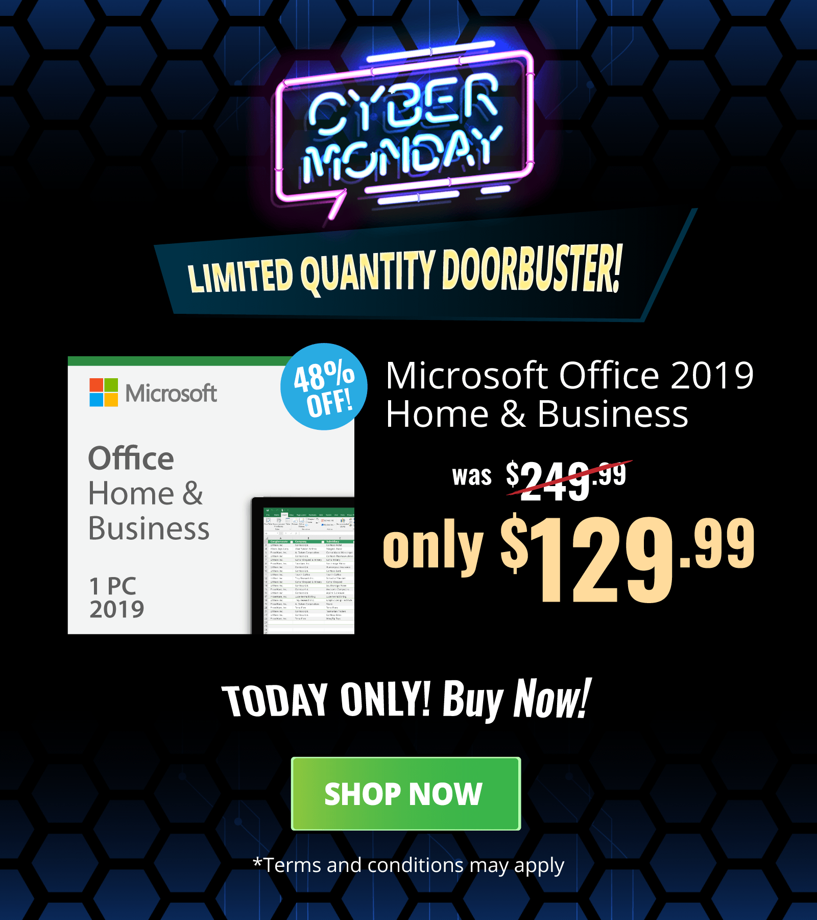 Today only! Office 2019 Home and Business for only $129.99!