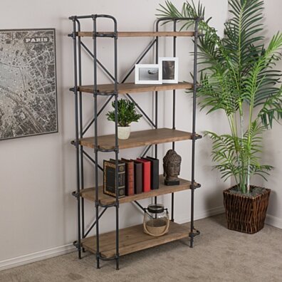 Mercia Industrial 5 Shelf Firwood Bookcase