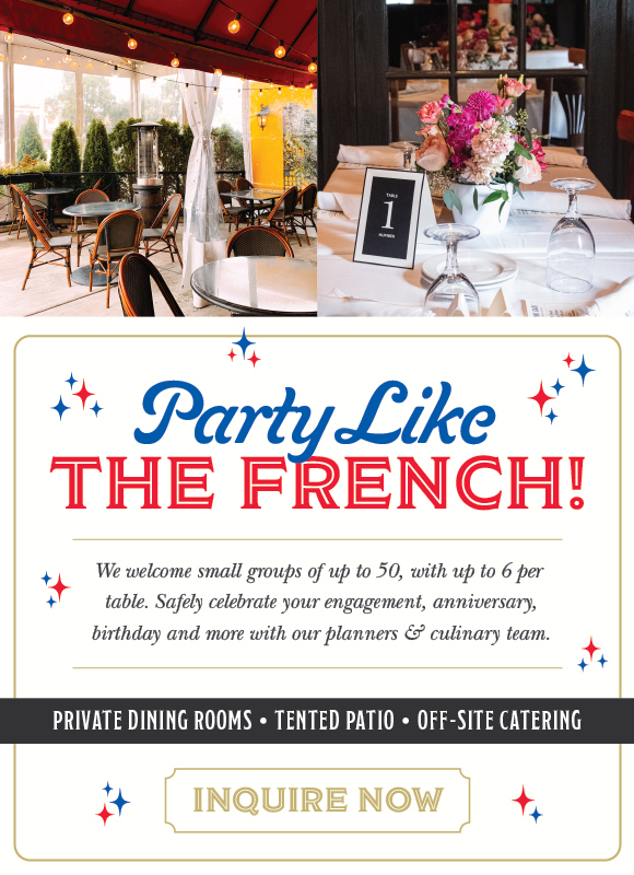 Click here to explore our private party and off-site catering options, including a new tented patio plus safe and socially distant interior dining rooms.
