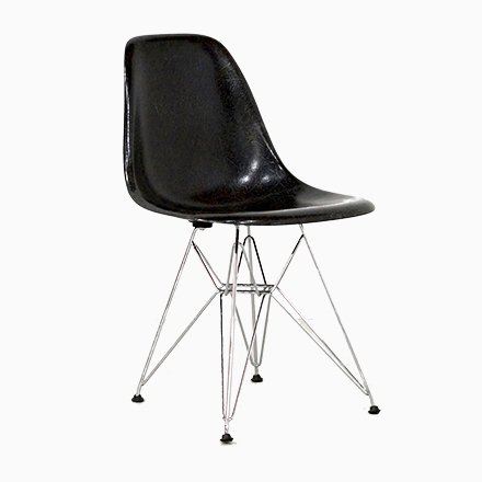 Image of Black Fiberglass Dining Chairs by Charles & Ray Eames for Vitra, 1984, Set of 6