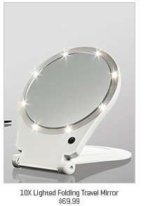 10X Lighted Folding Travel Mirror