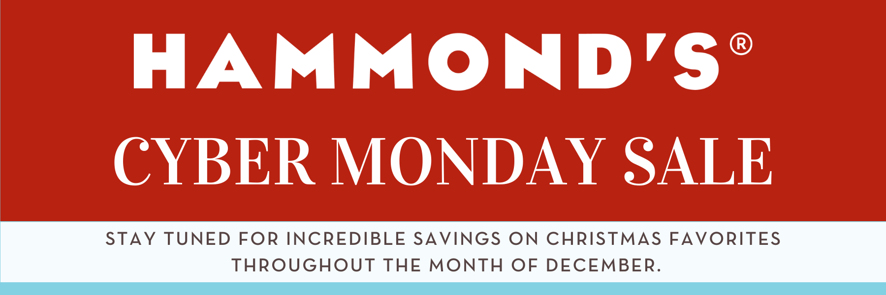 Cyber Monday Sale!  Stay tuned throughout December for Incredible savings on Christmas favorites