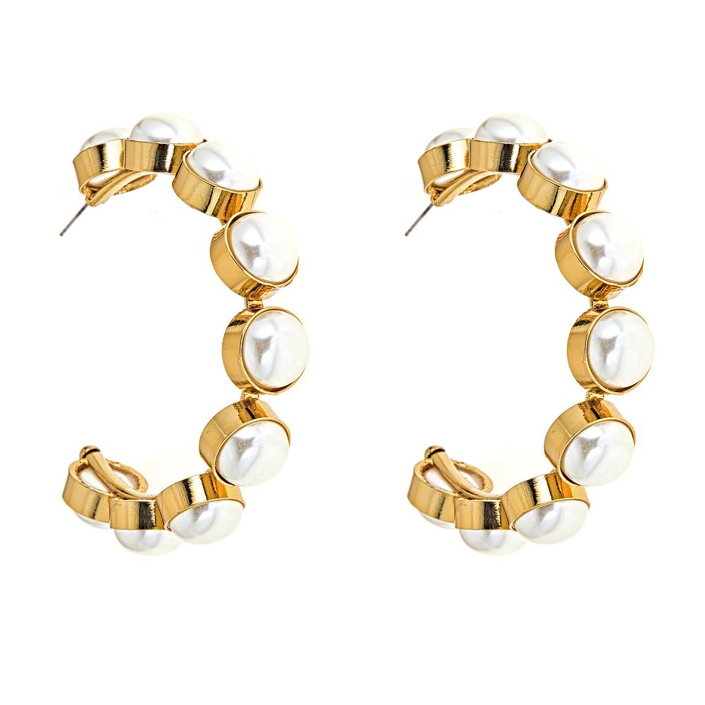 Image of Ahd Oversized Pearl Earrings in Gold