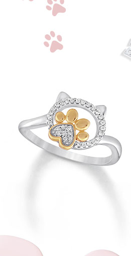 Diamond Cat Paw Print Ring