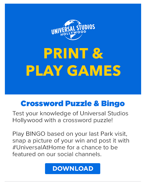 #UniversalAtHome Print & Play Games