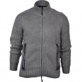 Heavy-Knit, Wool Blend Full-Zip Jumper, Mid Grey