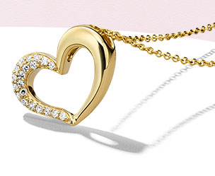 10K Yellow Gold Diamond Heart Necklace