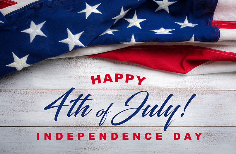 the text "4th july happy independence day" written below american flag