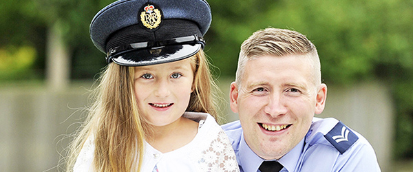 Corporal Martyn West with his daughter