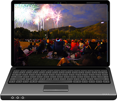 Fireworks on a computer screen