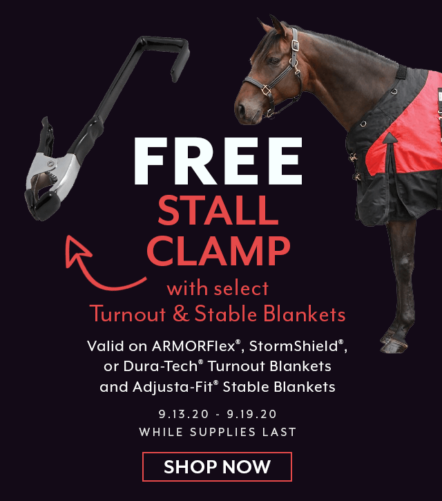 Free Stall Clamp with select Turnout Blankets or Stable Blankets.