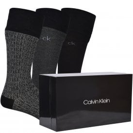 3-Pack Logo Dress Socks Gift Box, Black/Grey